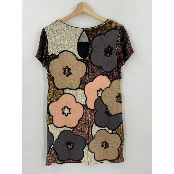 French Connection 0 Fauna Fantasy Sequined Shift Dress - Picture 5 of 6